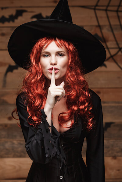 Halloween Witch Concept - Happy Halloween Red Hair Witch Doing Silence ...